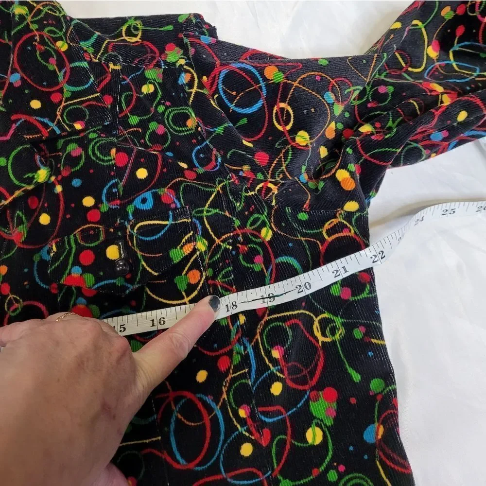 Y2K velvet corduroy kidcore clowncore stretch blazer jacket L - Picture 7 of 8